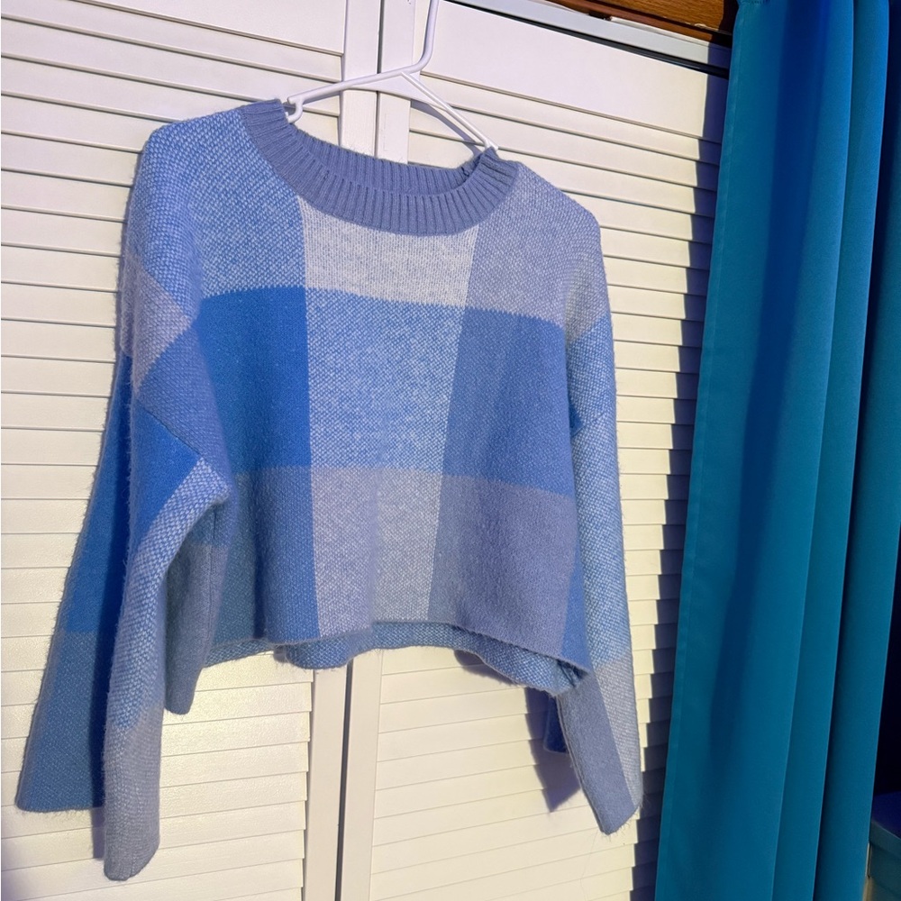 Blue Checkered Women's Sweater